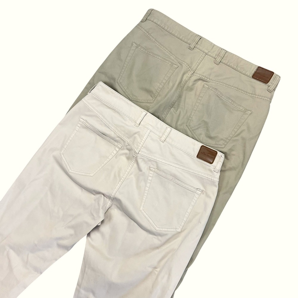 Peter Millar Men Khaki Stone 5 Pocket Pants Pima Cotton 35x31 Chinos *2 Pairs
